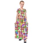 Pattern-repetition-bars-colors Kids  Short Sleeve Maxi Dress