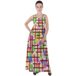 Pattern-repetition-bars-colors Empire Waist Velour Maxi Dress