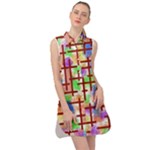 Pattern-repetition-bars-colors Sleeveless Shirt Dress