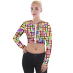 Pattern-repetition-bars-colors Long Sleeve Cropped Velvet Jacket