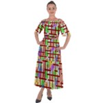 Pattern-repetition-bars-colors Shoulder Straps Boho Maxi Dress 