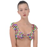 Pattern-repetition-bars-colors Cap Sleeve Ring Bikini Top