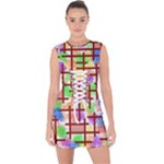 Pattern-repetition-bars-colors Lace Up Front Bodycon Dress