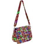 Pattern-repetition-bars-colors Saddle Handbag