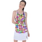 Pattern-repetition-bars-colors Racer Back Mesh Tank Top