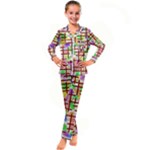 Pattern-repetition-bars-colors Kids  Satin Long Sleeve Pajamas Set