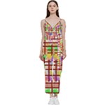 Pattern-repetition-bars-colors V-Neck Camisole Jumpsuit