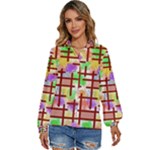 Pattern-repetition-bars-colors Women s Long Sleeve Button Up Shirt