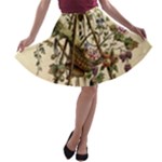 Vintage-antique-plate-china A-line Skater Skirt