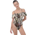 Vintage-antique-plate-china Frill Detail One Piece Swimsuit