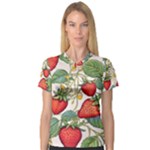 Strawberry-fruits V-Neck Sport Mesh T-Shirt