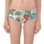 Strawberry-fruits Mid-Waist Bikini Bottoms