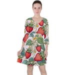 Strawberry-fruits Quarter Sleeve Ruffle Waist Dress