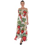 Strawberry-fruits Off Shoulder Open Front Chiffon Dress