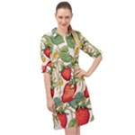 Strawberry-fruits Long Sleeve Mini Shirt Dress