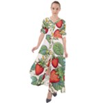 Strawberry-fruits Waist Tie Boho Maxi Dress
