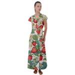 Strawberry-fruits Flutter Sleeve Maxi Dress