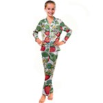 Strawberry-fruits Kids  Satin Long Sleeve Pajamas Set