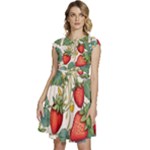 Strawberry-fruits Cap Sleeve High Waist Dress