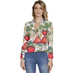 Strawberry-fruits Women s Long Sleeve Revers Collar Cropped Jacket
