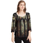 Stained Glass Window Gothic Chiffon Quarter Sleeve Blouse