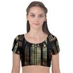 Stained Glass Window Gothic Velvet Short Sleeve Crop Top 