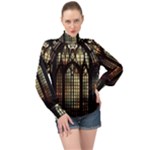Stained Glass Window Gothic High Neck Long Sleeve Chiffon Top