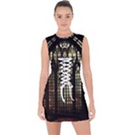 Stained Glass Window Gothic Lace Up Front Bodycon Dress