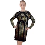 Stained Glass Window Gothic Long Sleeve Hoodie Dress