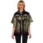 Stained Glass Window Gothic Women s Batwing Button Up Shirt