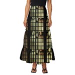 Stained Glass Window Gothic Tiered Ruffle Maxi Skirt