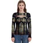 Stained Glass Window Gothic Women s Cut Out Long Sleeve T-Shirt