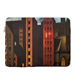 Sci-fi Futuristic Science Fiction City Neon Scene Artistic Technology Machine Fantasy Gothic Town Bu 16  Vertical Laptop Sleeve Case With Pocket