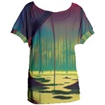 Nature Swamp Water Sunset Spooky Night Reflections Bayou Lake Women s Oversized T-Shirt