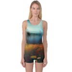 Wildflowers Field Outdoors Clouds Trees Cover Art Storm Mysterious Dream Landscape One Piece Boyleg Swimsuit