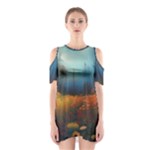 Wildflowers Field Outdoors Clouds Trees Cover Art Storm Mysterious Dream Landscape Shoulder Cutout One Piece Dress