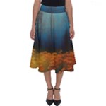 Wildflowers Field Outdoors Clouds Trees Cover Art Storm Mysterious Dream Landscape Perfect Length Midi Skirt