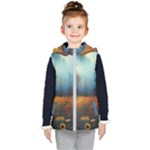 Wildflowers Field Outdoors Clouds Trees Cover Art Storm Mysterious Dream Landscape Kids  Hooded Puffer Vest