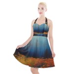 Wildflowers Field Outdoors Clouds Trees Cover Art Storm Mysterious Dream Landscape Halter Party Swing Dress 