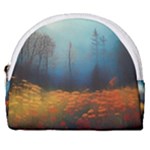Wildflowers Field Outdoors Clouds Trees Cover Art Storm Mysterious Dream Landscape Horseshoe Style Canvas Pouch