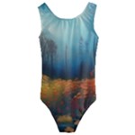 Wildflowers Field Outdoors Clouds Trees Cover Art Storm Mysterious Dream Landscape Kids  Cut-Out Back One Piece Swimsuit