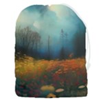Wildflowers Field Outdoors Clouds Trees Cover Art Storm Mysterious Dream Landscape Drawstring Pouch (3XL)
