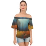 Wildflowers Field Outdoors Clouds Trees Cover Art Storm Mysterious Dream Landscape Off Shoulder Short Sleeve Top