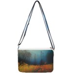 Wildflowers Field Outdoors Clouds Trees Cover Art Storm Mysterious Dream Landscape Double Gusset Crossbody Bag