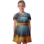 Wildflowers Field Outdoors Clouds Trees Cover Art Storm Mysterious Dream Landscape Kids  Short Sleeve Pinafore Style Dress