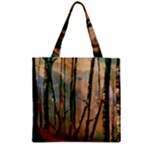 Woodland Woods Forest Trees Nature Outdoors Mist Moon Background Artwork Book Zipper Grocery Tote Bag