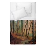 Woodland Woods Forest Trees Nature Outdoors Mist Moon Background Artwork Book Duvet Cover (Single Size)