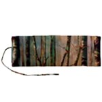 Woodland Woods Forest Trees Nature Outdoors Mist Moon Background Artwork Book Roll Up Canvas Pencil Holder (M)
