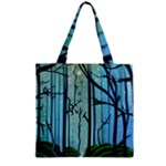 Nature Outdoors Night Trees Scene Forest Woods Light Moonlight Wilderness Stars Zipper Grocery Tote Bag