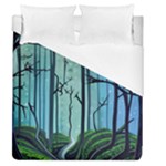 Nature Outdoors Night Trees Scene Forest Woods Light Moonlight Wilderness Stars Duvet Cover (Queen Size)